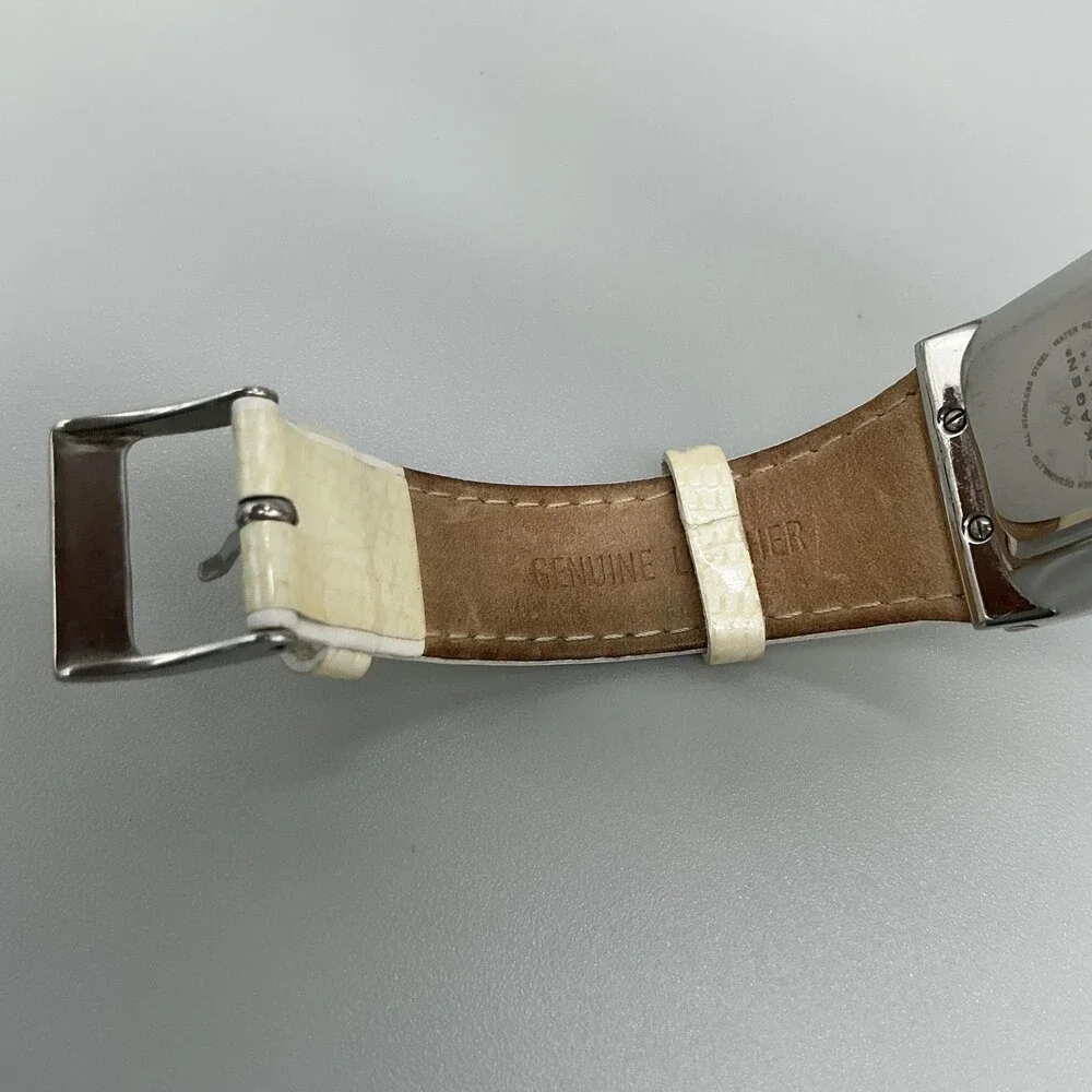 Skagen Womens Watch 25mm MOP Dial Crystals Beige Leather 527SSLW8A New Battery